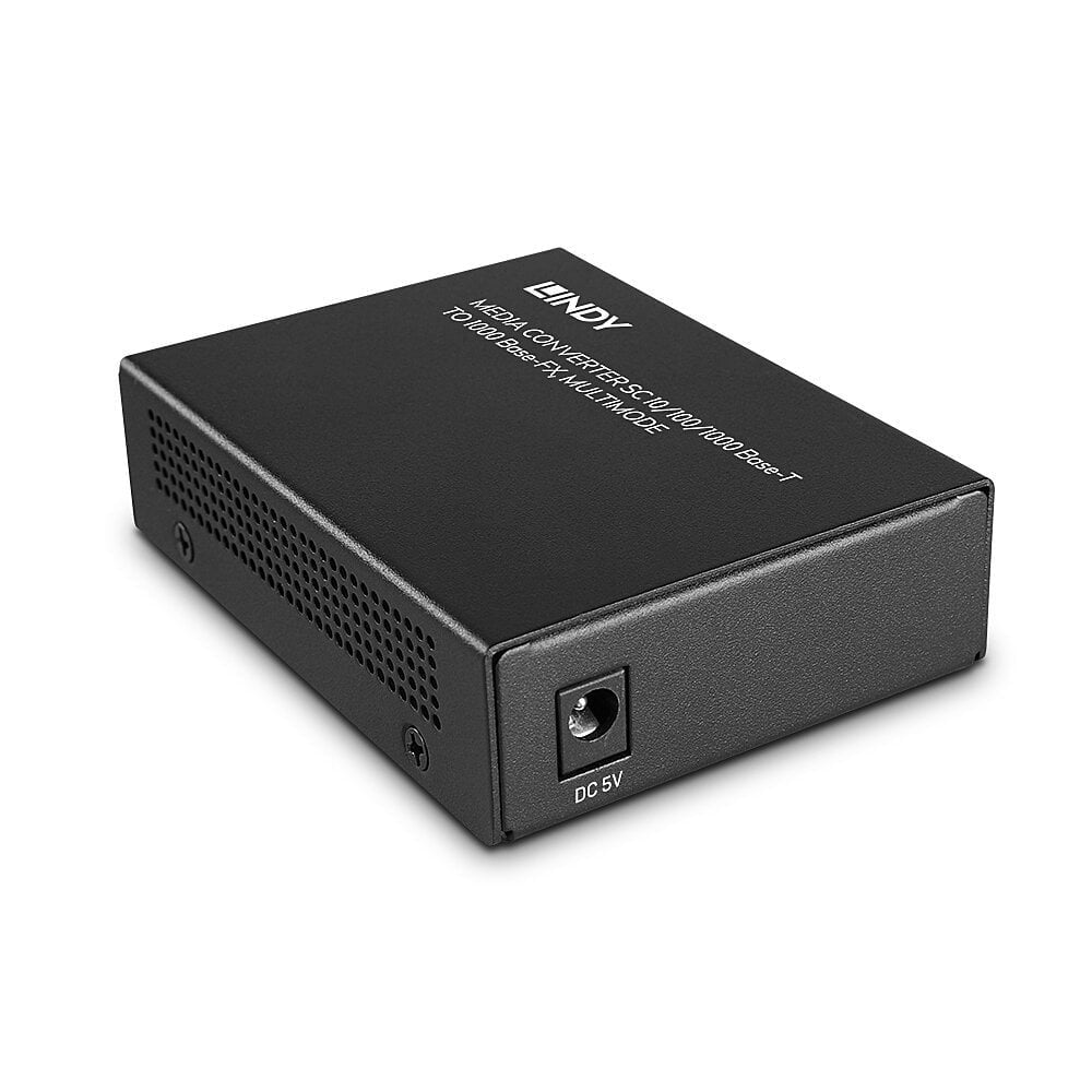 Lindy 25119 Media Converter – 1× 1G RJ‑45, 2× SC (Multimode, 850 nm, bis 550 m), schwarz