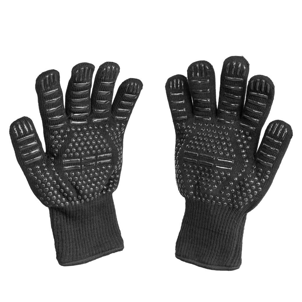 FENNEK Grillhandschuhe – Einheitsgrösse – Aramid/Silikon, Schwarz, Hitzebeständig bis 500 °C