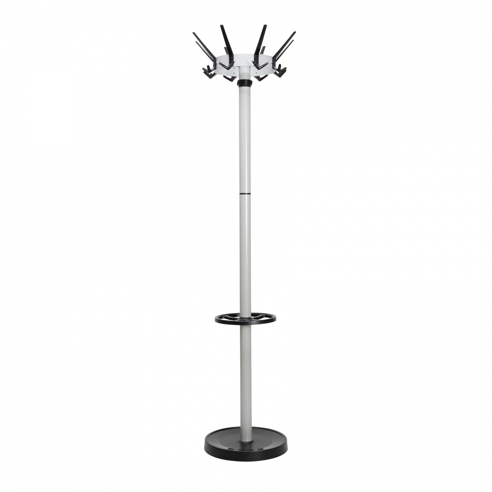 Maul Garderobenständer Caligo – Stahl, Silber, 172,5 cm, 20 Haken, mit Schirmhalter, drehbare Krone