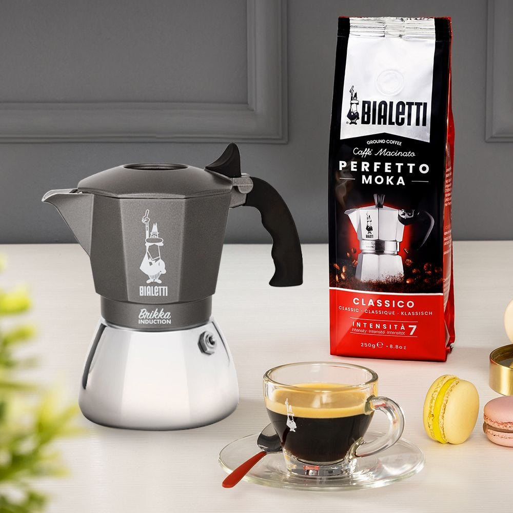 Bialetti Brikka Induction French Press / Kaffeebereiter – für Elektro, 0,1 l, 4 Tassen, Aluminium