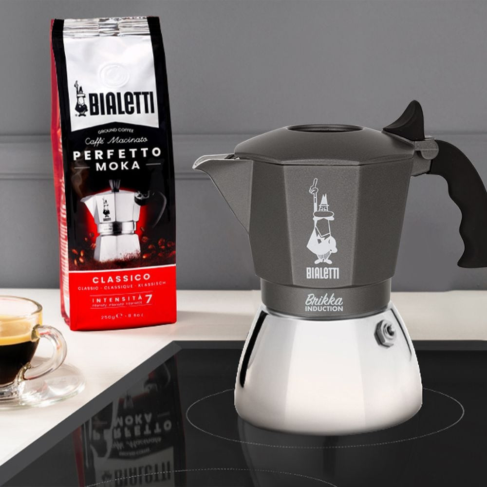 Bialetti Brikka Induction French Press / Kaffeebereiter – für Elektro, 0,1 l, 4 Tassen, Aluminium