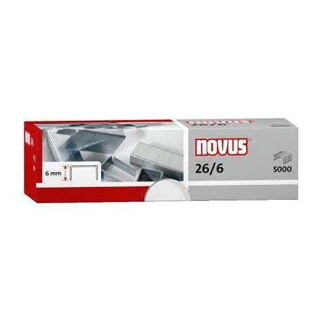 Novus Heftklammern 26/6 – für Novus B4 FC, B5 FC, B15 – 6 mm – verzinkt, silber, Metall – 5000 Stk.