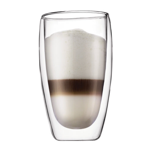 Bodum PAVINA Thermobecher – 0,45 l, Borosilikatglas, doppelwandig, spülmaschinenfest, 2 Stück