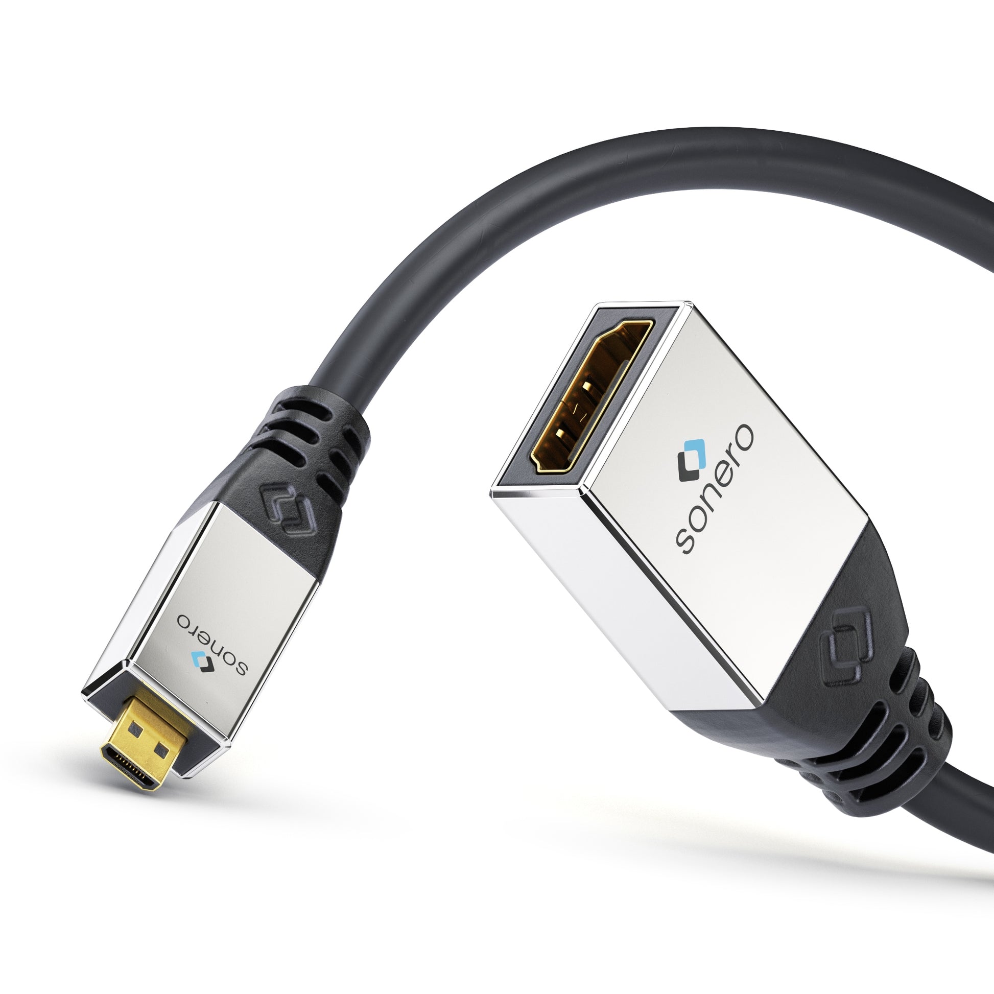 Sonero Micro-HDMI auf HDMI Kabel HDMI 2.0 4K 60 Hz – 0,25 m – HDR, ARC