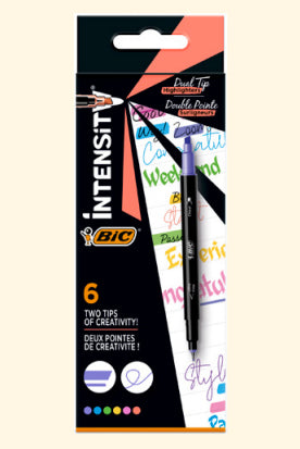 BIC Intensity DualTip Textmarker Set 6 Farben – Dual-Tip