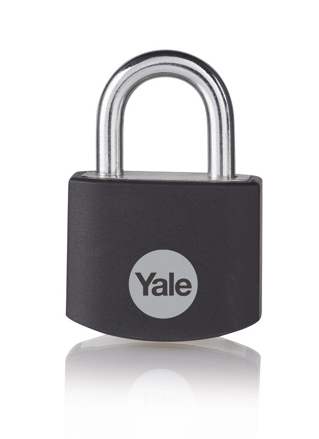 Yale YE3B Mechanisches Vorhängeschloss – Aluminium, Bügel 21×20 mm, Ø6 mm, Sicherheitslevel 3, Innen, Schwarz