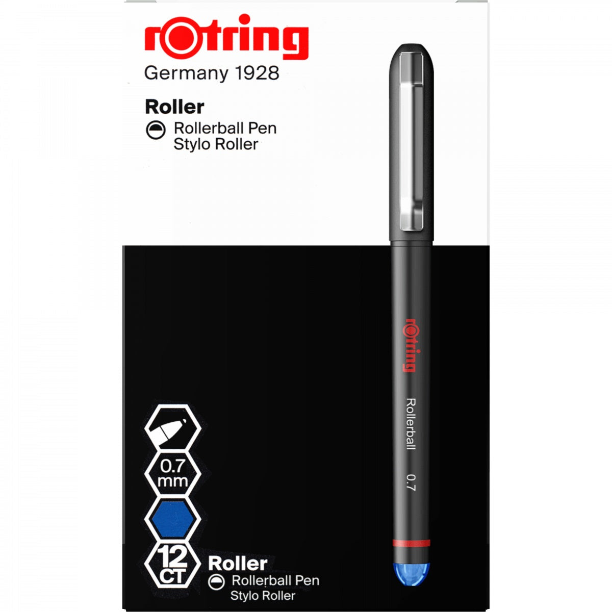 Rotring 2146106 – Tintenroller, 0,7 mm, Blau, mit Kappe, Kunststoff, sortiert