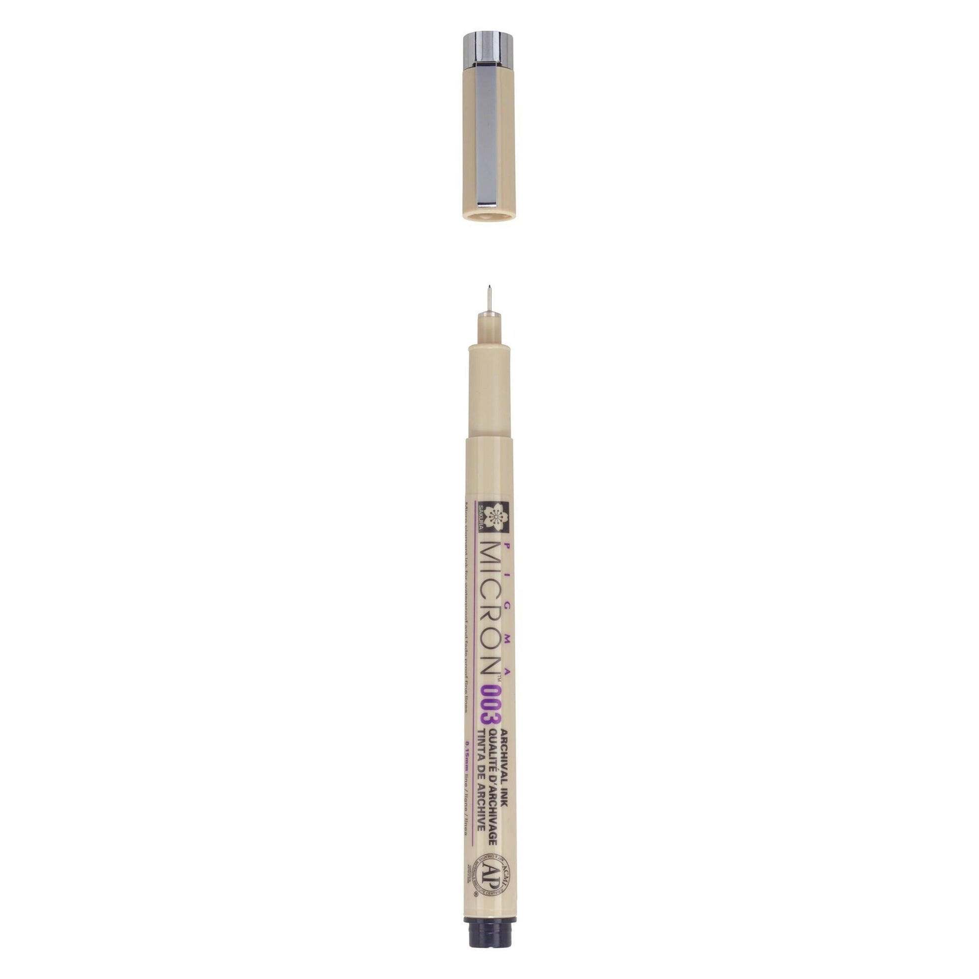 Sakura Pigma Micron 003 Fineliner – 0,15 mm, schwarz, 1 Stk., wasserfest