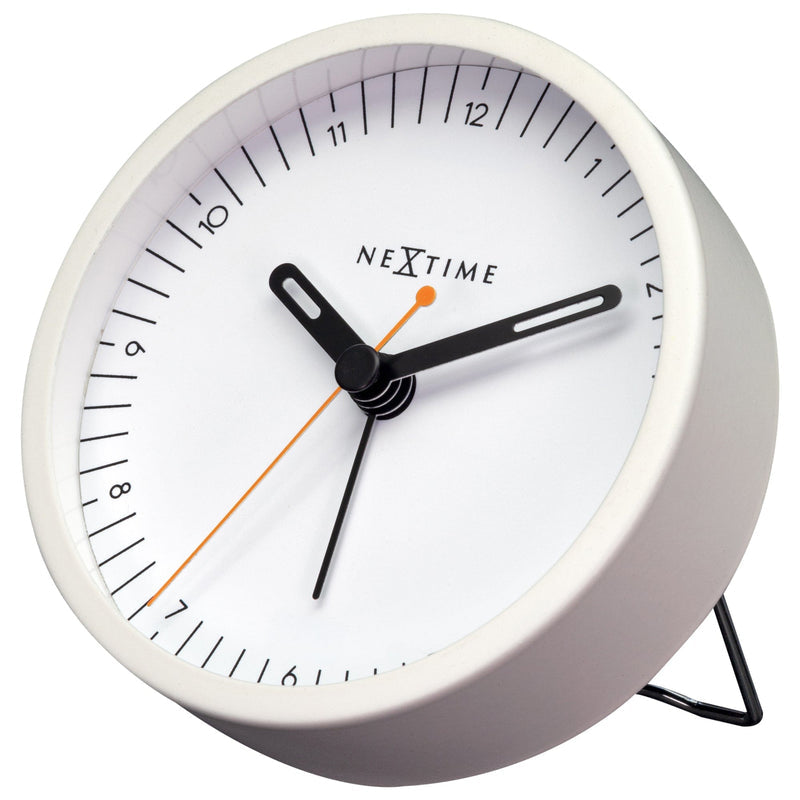 NeXtime Wecker Small – 9 × 9 × 7,5 cm, weiss, Metall, lautlos