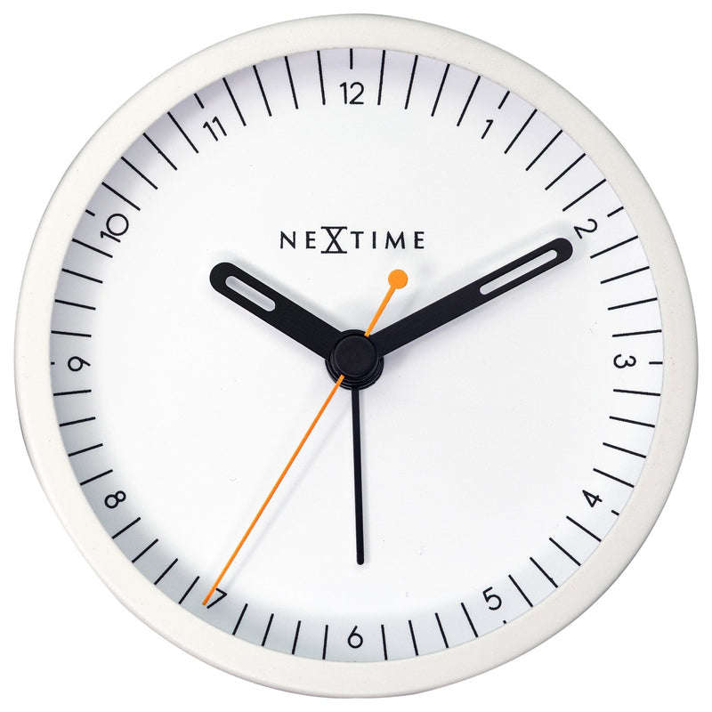 NeXtime Wecker Small – 9 × 9 × 7,5 cm, weiss, Metall, lautlos