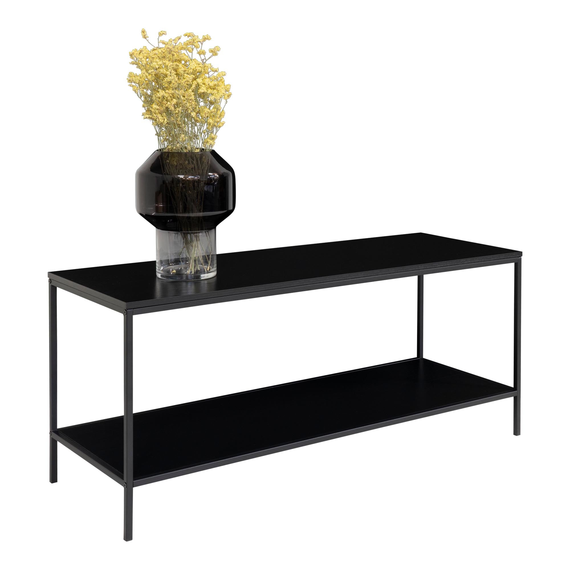 House Nordic TV-Möbel – schwarz, Stahl, 100 × 45 × 36 cm, mit 2 Regalen