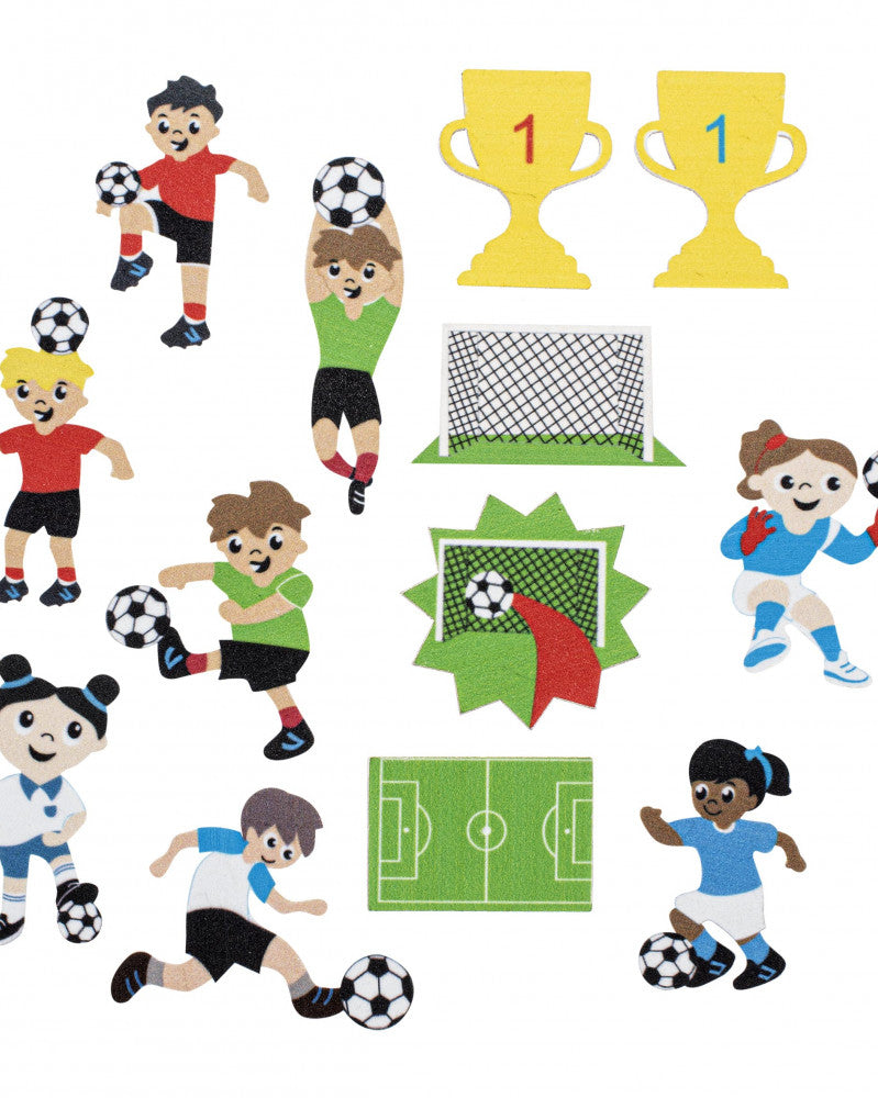 GLOREX Moosgummi-Sticker, Fussball, mehrfarbig, 29 Stk