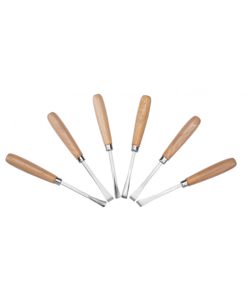 Glorex Tranchiermesser Set – 6-teilig, Holzgriff, Tragetasche