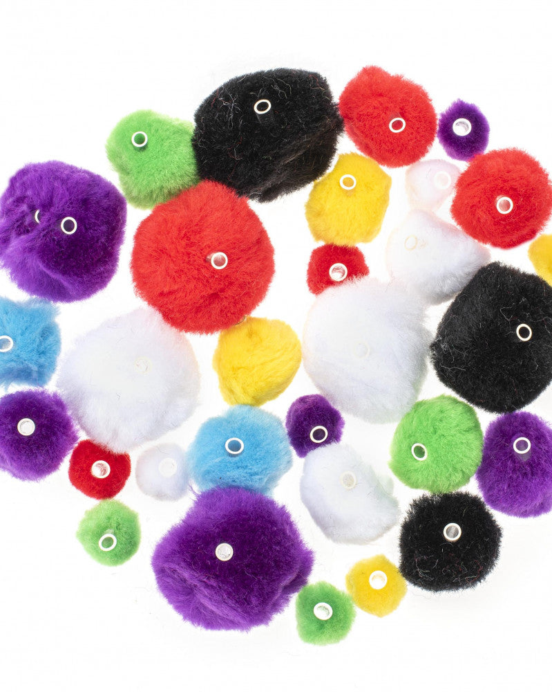 GLOREX Pompons, Textil, 15-35 mm, 48 Stk, Mehrfarbig