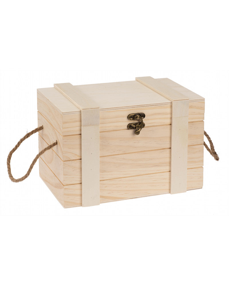 GLOREX Truhe – Holz – natur – 155 × 165 × 250 mm – verriegelbar