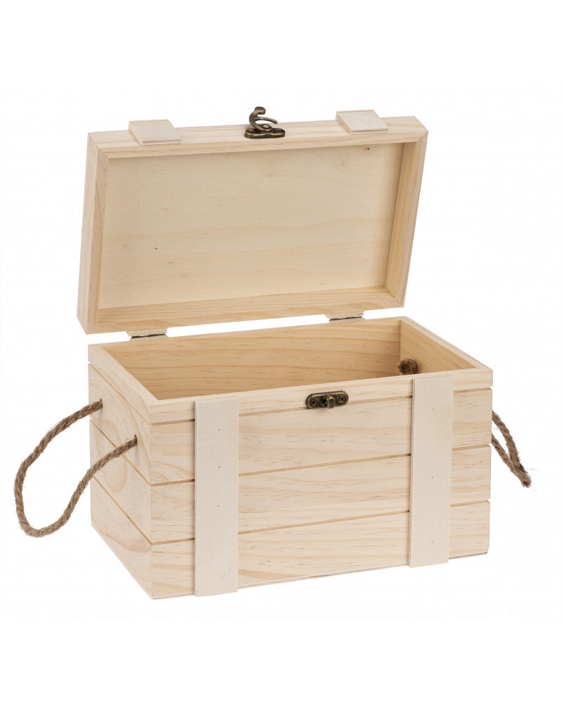 GLOREX Truhe – Holz – natur – 155 × 165 × 250 mm – verriegelbar