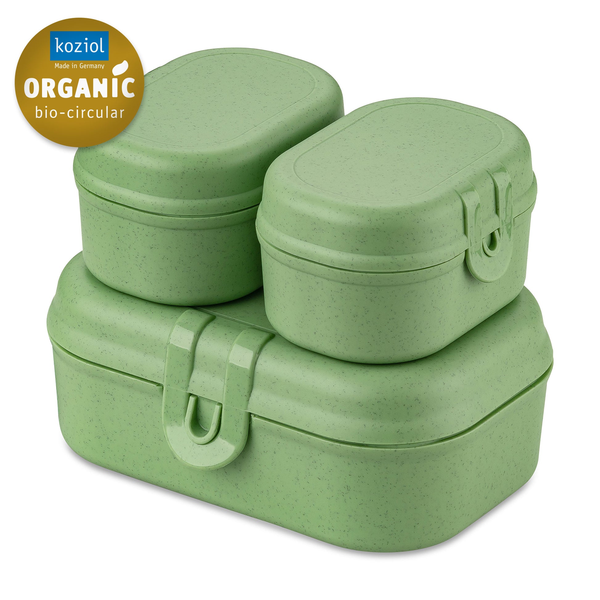 Koziol Lunchbox Pascal ready mini – 3er Set, 10,8 × 15,1 × 6,0 cm, Kunststoff (biozirkulär), spülmaschinenfest