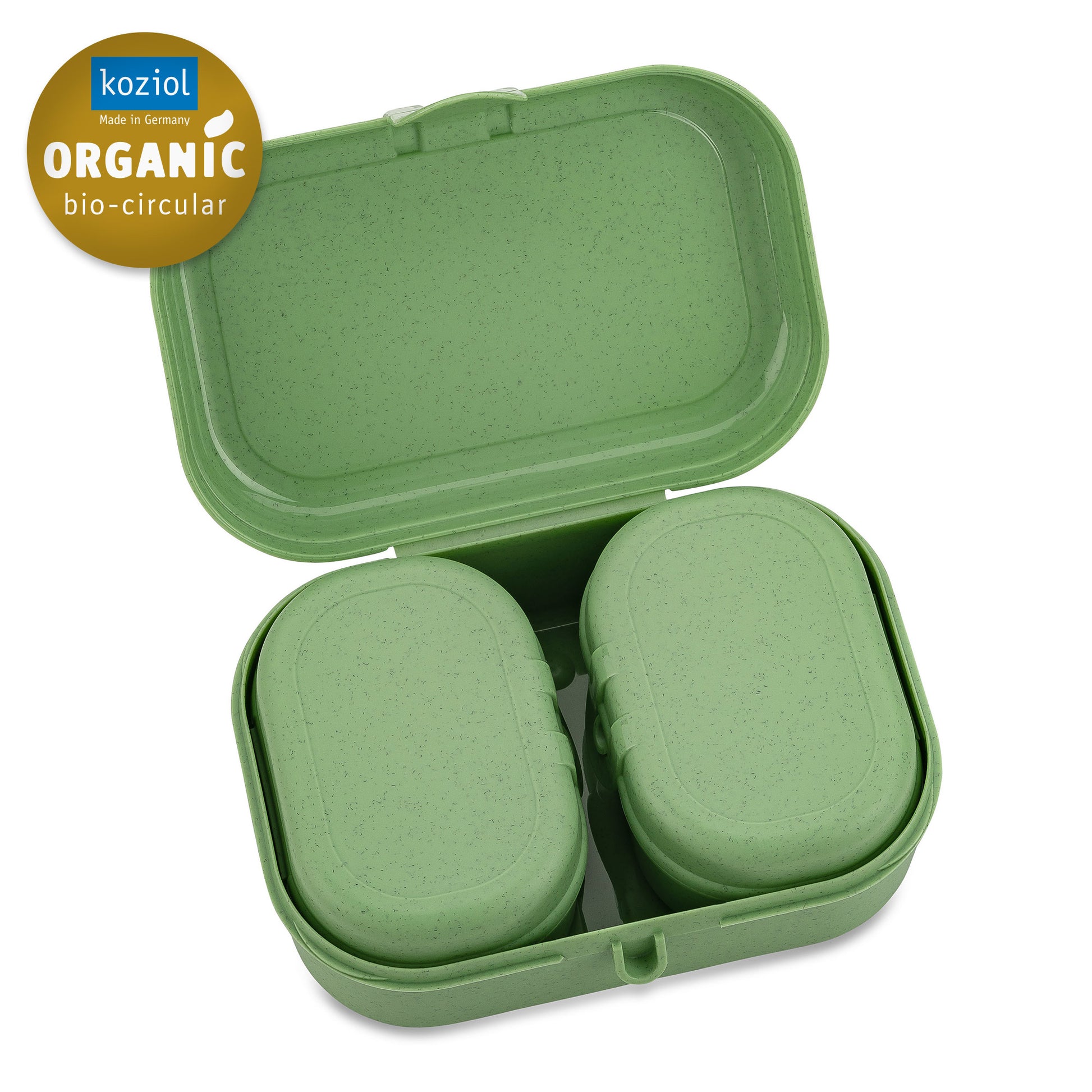 Koziol Lunchbox Pascal ready mini – 3er Set, 10,8 × 15,1 × 6,0 cm, Kunststoff (biozirkulär), spülmaschinenfest