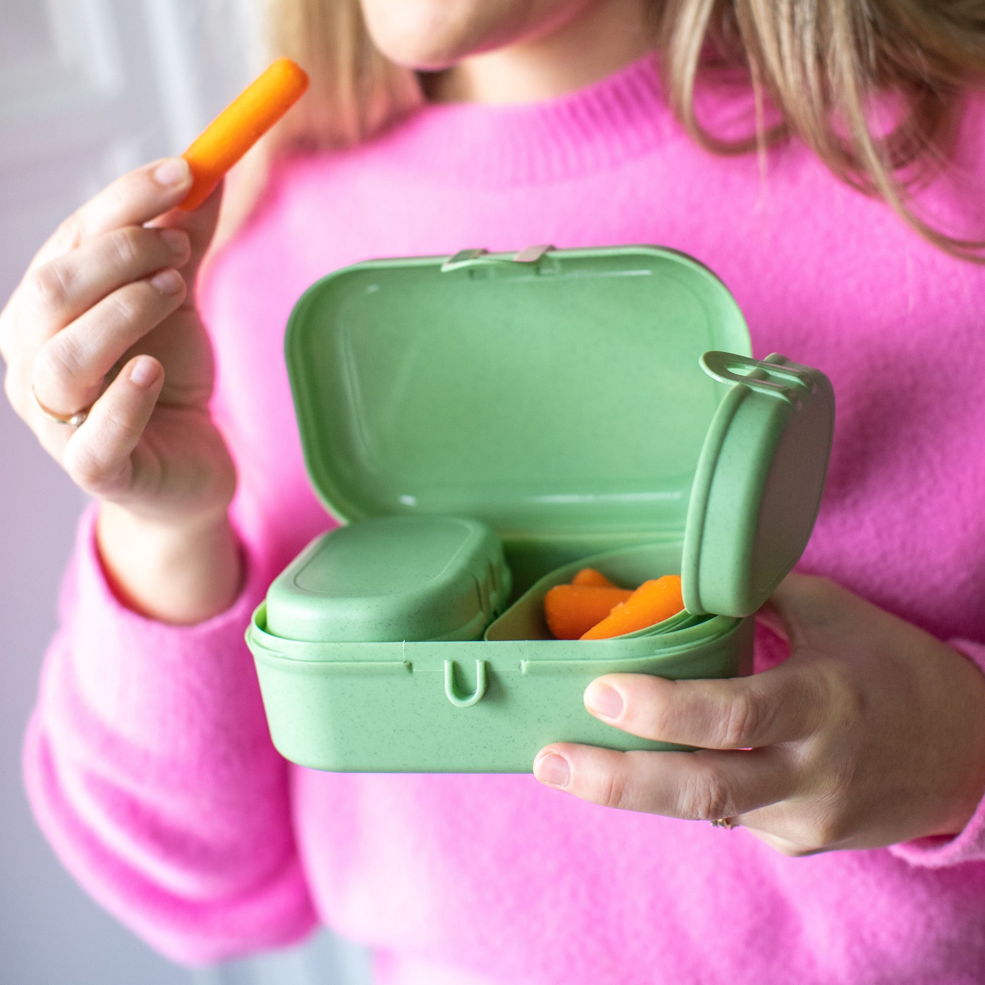 Koziol Lunchbox Pascal ready mini – 3er Set, 10,8 × 15,1 × 6,0 cm, Kunststoff (biozirkulär), spülmaschinenfest