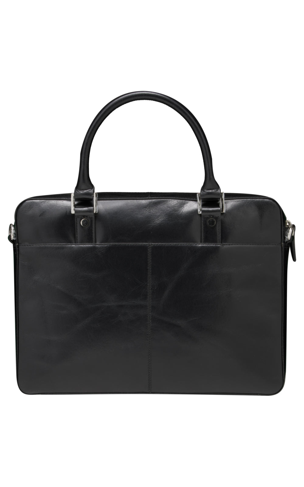 dbramante1928 Notebook-Tasche bis 14" – Vollnarbenleder, abnehmbarer Schultergurt – Schwarz