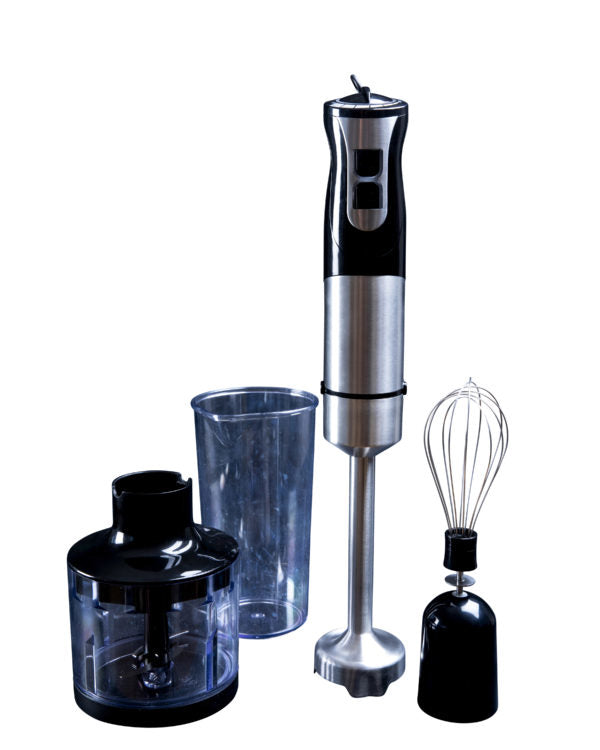Gastronoma Stabmixer 18210001 – 1000 W, 2 Stufen, 0,6 l Messbecher, 0,5 l Zerkleinerer – Schwarz/Silber