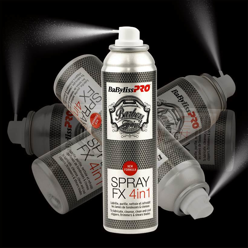 BaByliss Pro Spray FX 4in1 FX040290 Reinigungsspray für Haarschneidemaschinen/Trimmer/Scheren – Spray – 150 ml