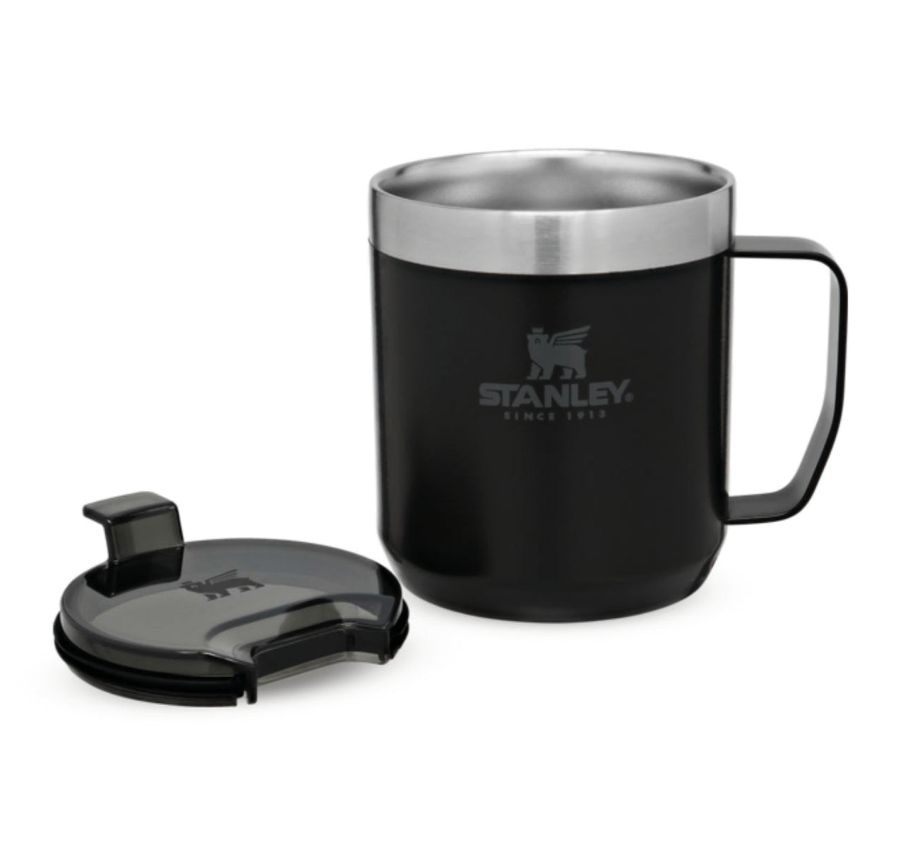 Stanley Camp Becher Thermobecher 350 ml – doppelwandig 1,5 h heiss / 3 h kalt, Edelstahl, schwarz