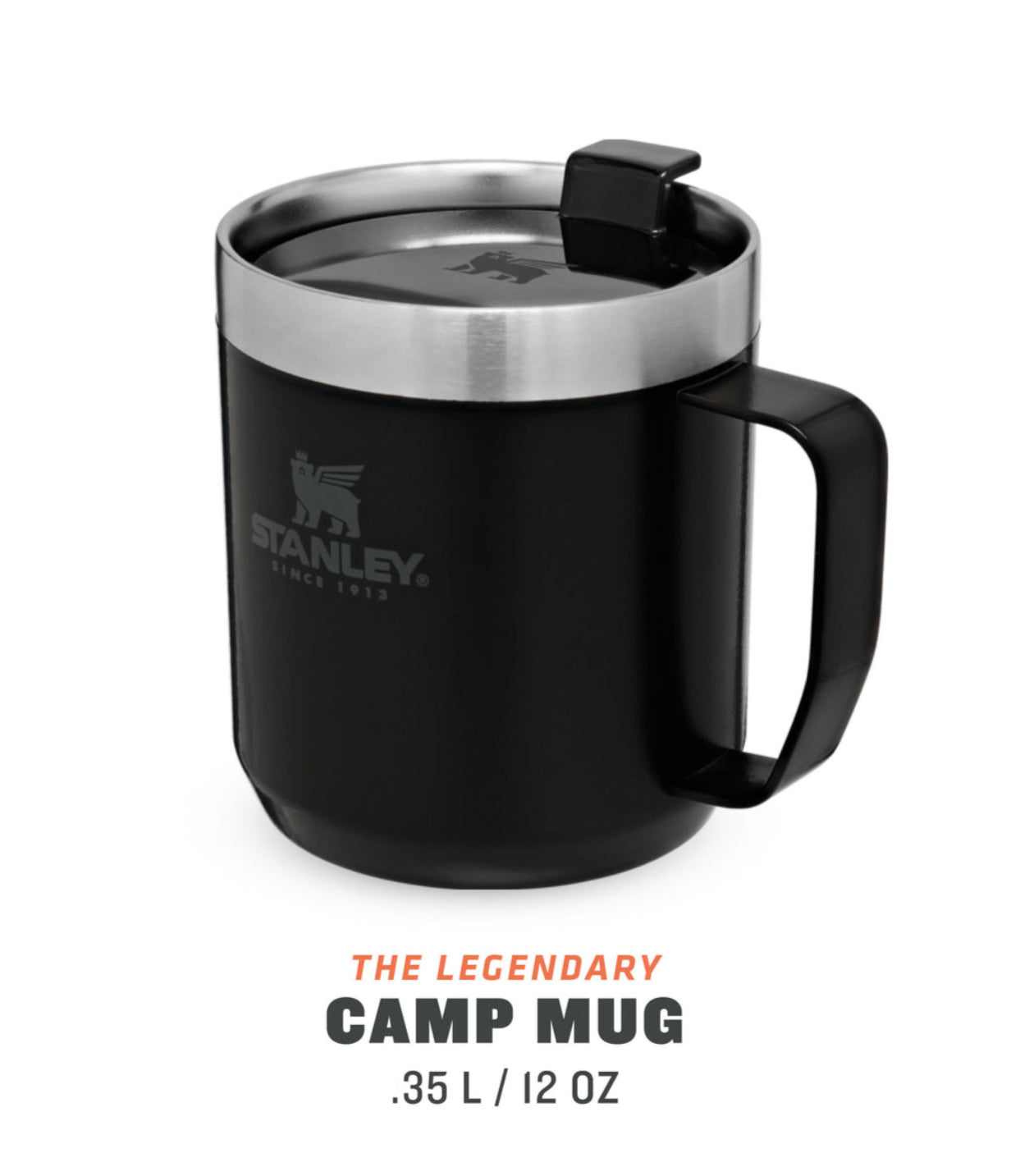 Stanley Camp Becher Thermobecher 350 ml – doppelwandig 1,5 h heiss / 3 h kalt, Edelstahl, schwarz