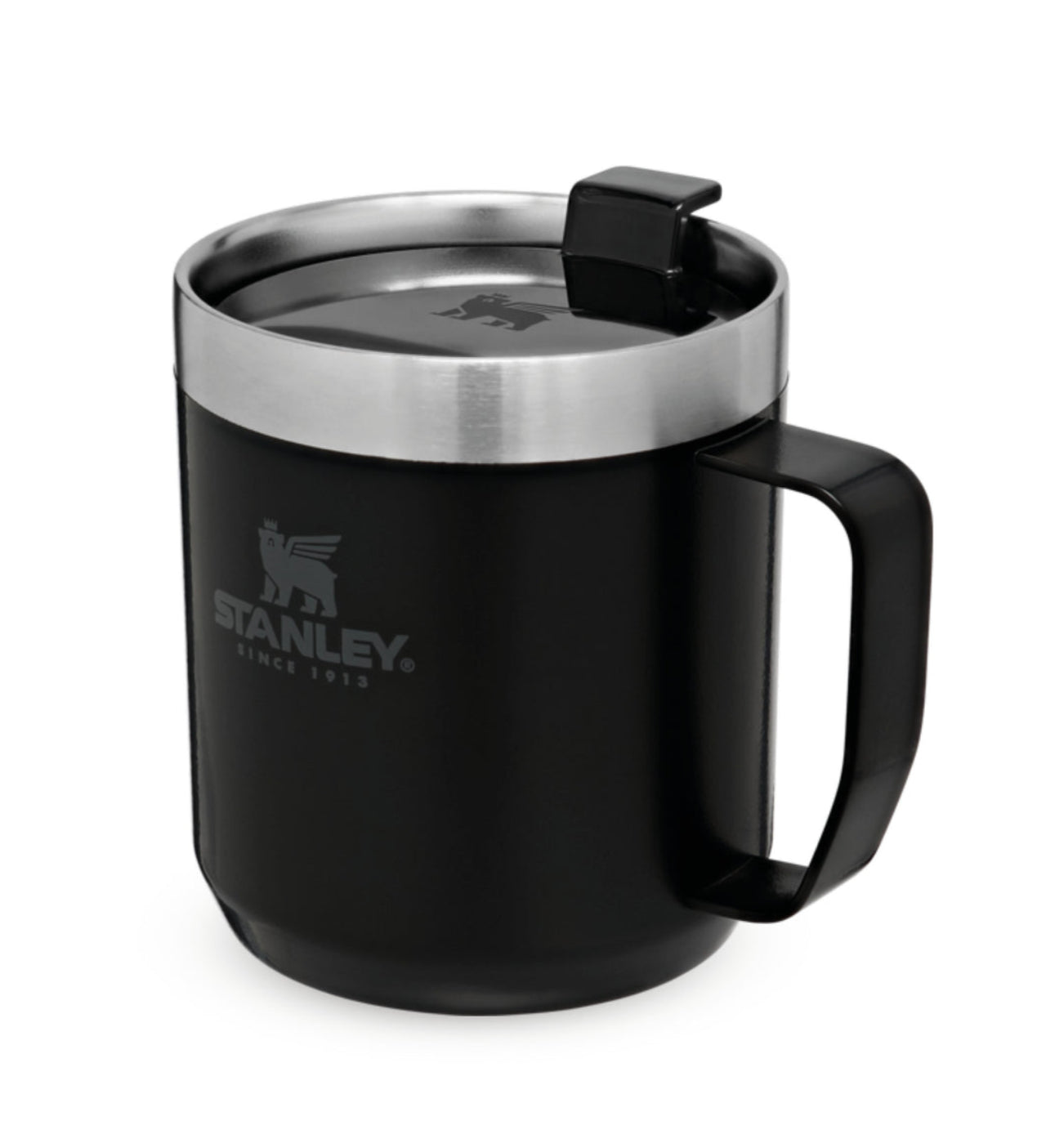 Stanley Camp Becher Thermobecher 350 ml – doppelwandig 1,5 h heiss / 3 h kalt, Edelstahl, schwarz