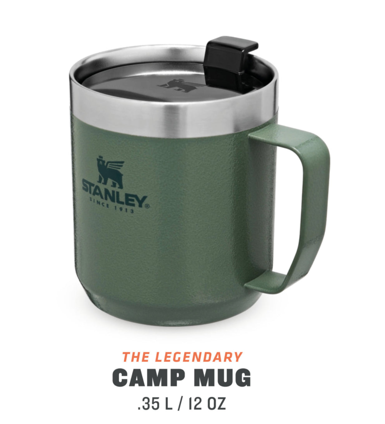 Stanley Camp Mug Thermobecher 350 ml – doppelwandig 1,5 h heiss/3 h kalt, Edelstahl, grün