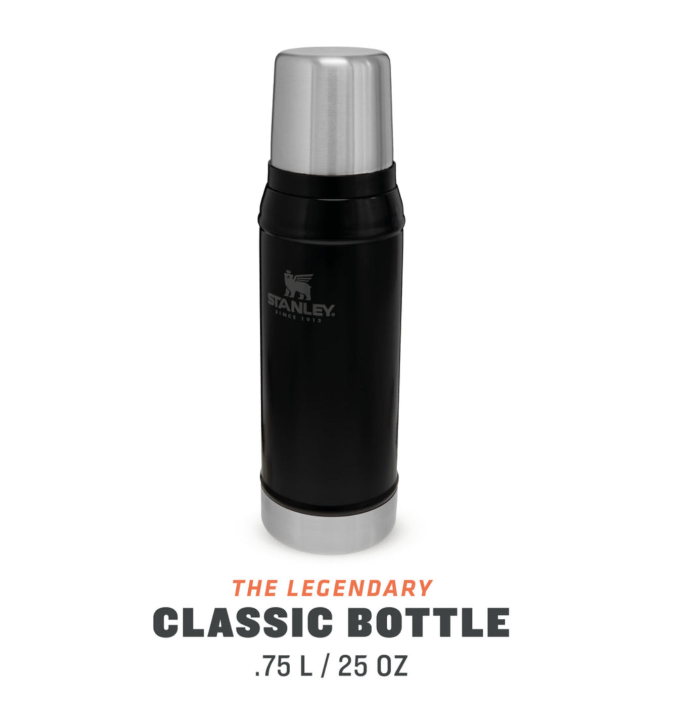 Stanley Classic Isolierflasche 750 ml – doppelwandig 20 h heiss/20 h kalt, Edelstahl, Schraubdeckel