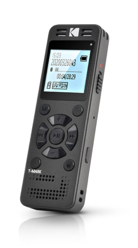 Kodak VRC350 – Digitales Diktiergerät, bis 581 h, 8 GB, USB & 3,5 mm, Schwarz