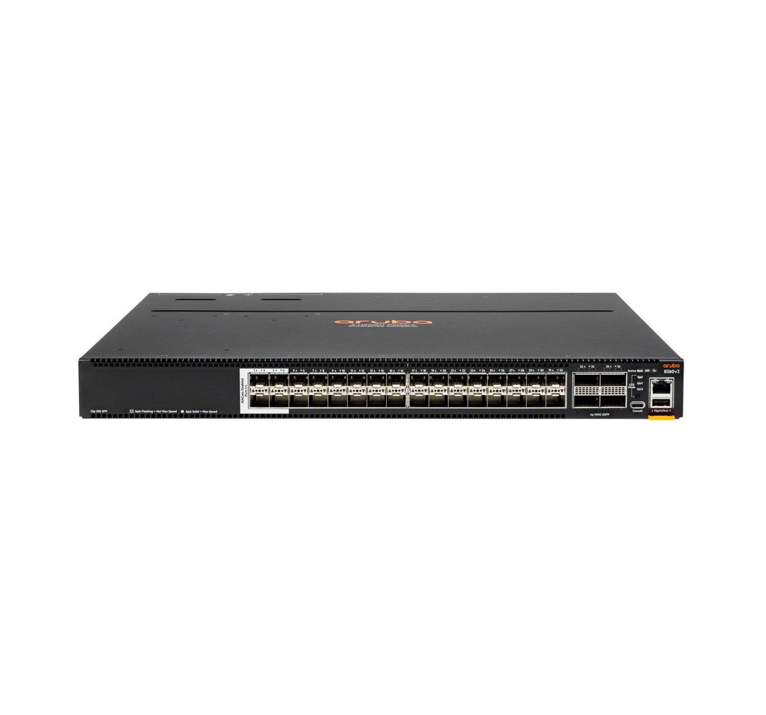 HPE Aruba Networking 8360-32Y4C v2 – Managed Switch – 32×SFP28, 4×QSFP28, L3, 1U