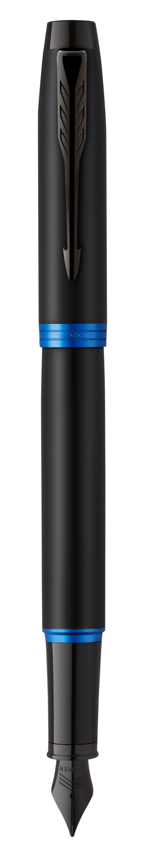 Parker IM Professionals Vibrant Rings – Mittlere Feder – für Rechts- & Linkshänder – Schwarz, Blau – Patronen