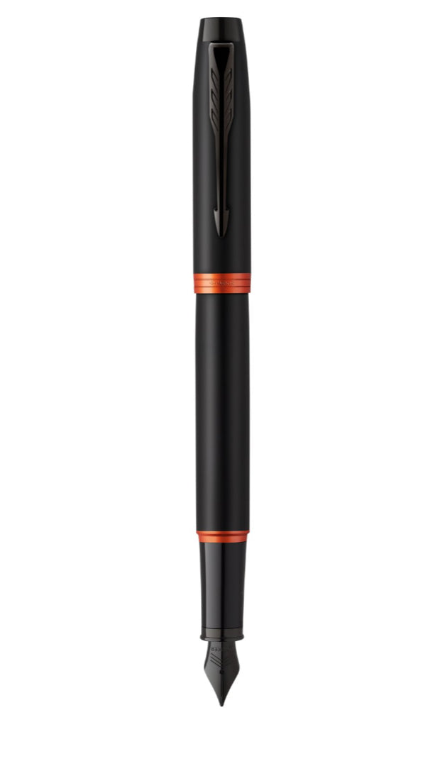 Parker IM Vibrant Rings – Mittlere Feder – für Rechts- & Linkshänder – Schwarz, Blau – Patronen