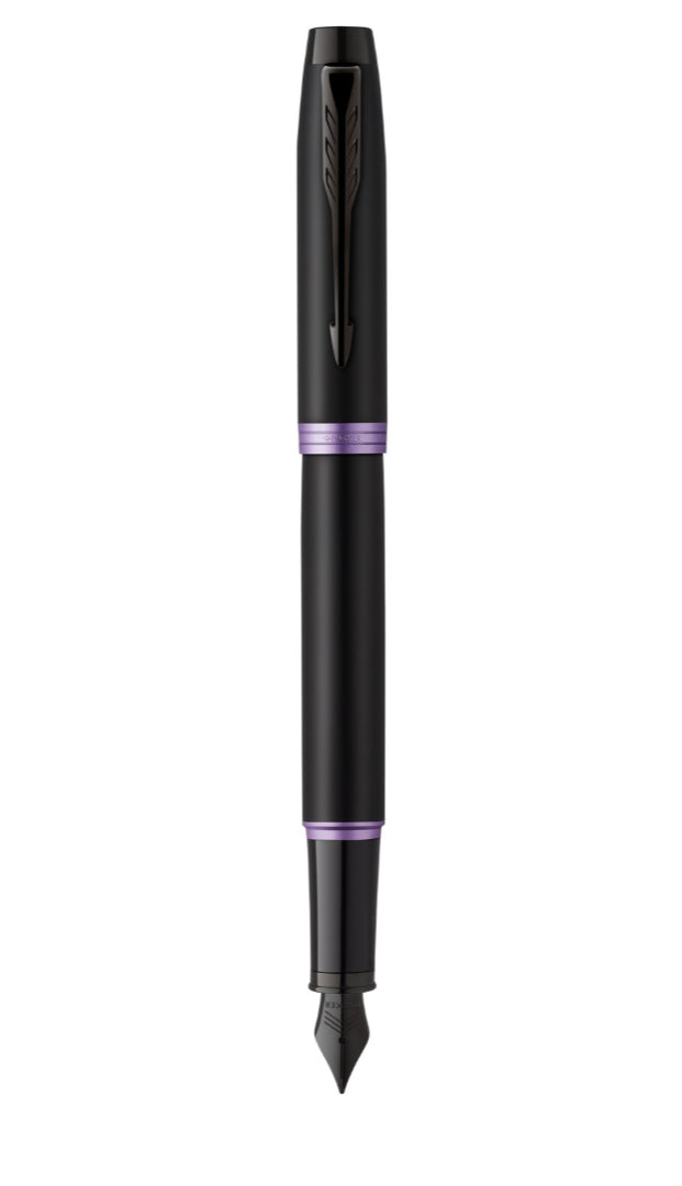 Parker IM Professionals Vibrant Rings – Mittlere Feder – für Rechts- & Linkshänder – Schwarz, Blau – Patronen