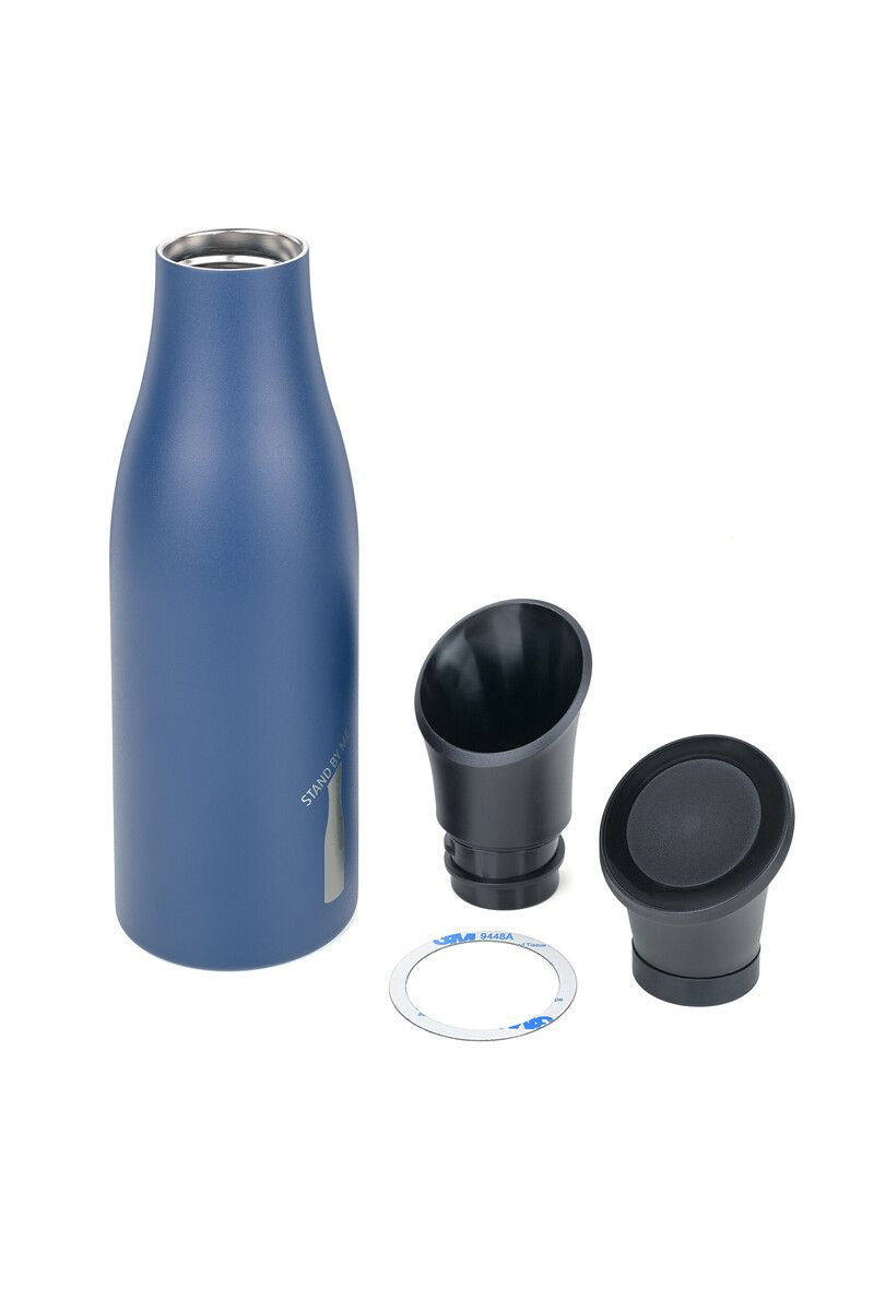 TROIKA STAND BY ME Isolierflasche 550 ml – doppelwandig 12 h heiss/24 h kalt, Edelstahl, Klappdeckel, Blau