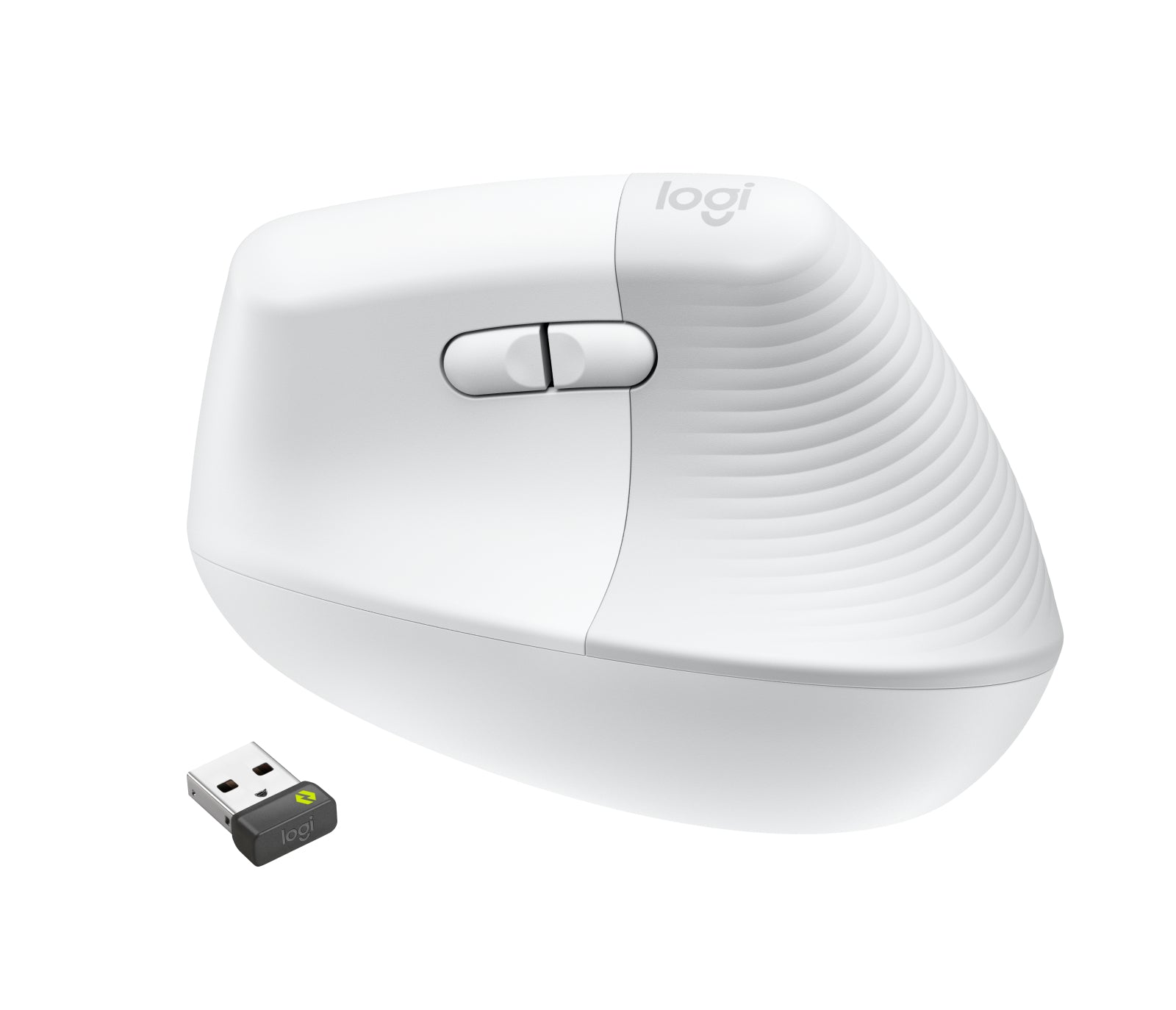 Logitech Lift for Business Ergonomische Maus – kabellos, für Rechtshänder, vertikal, Bolt-Empfänger, weiss