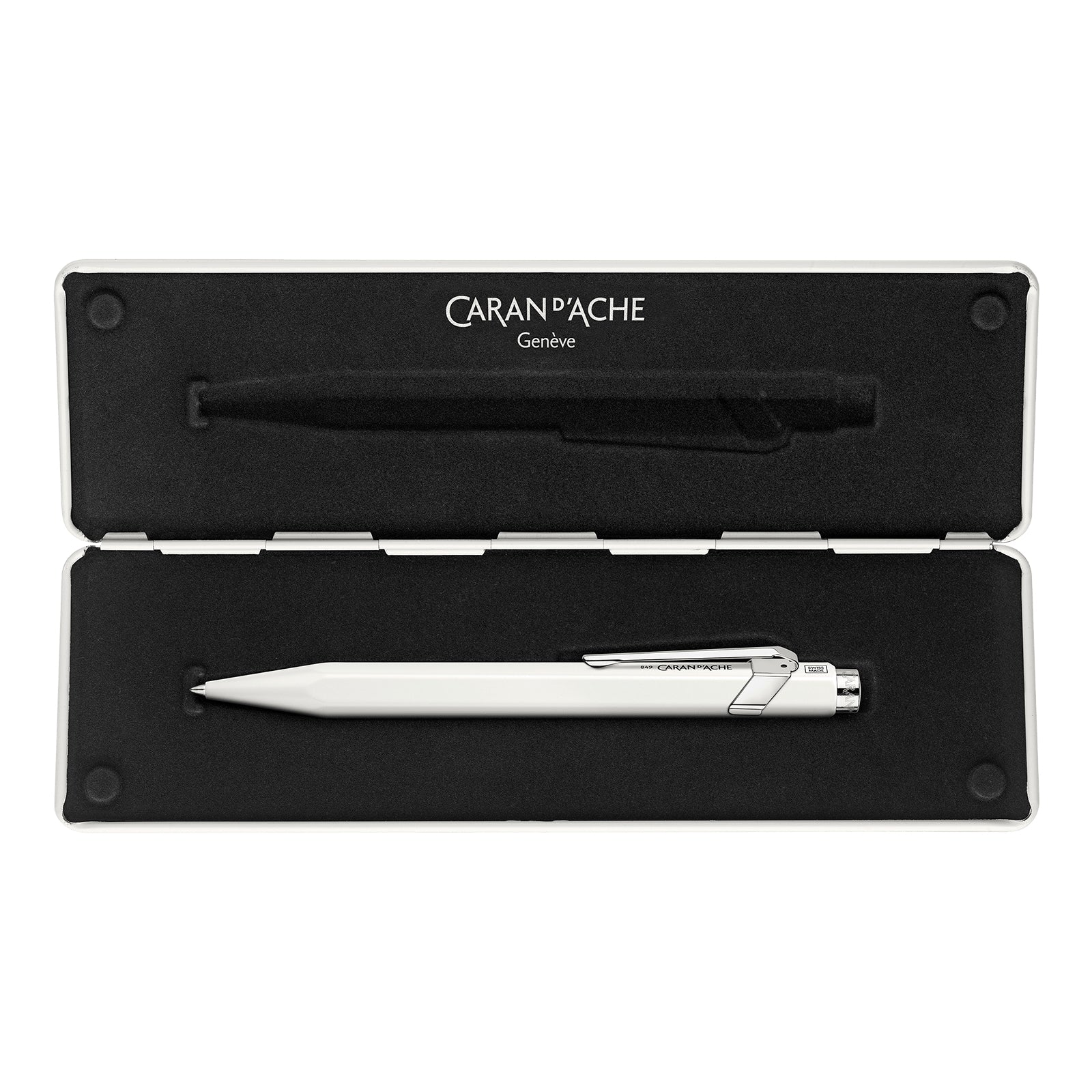 Caran d-Ache Caran d’Ache 849 – Tintenroller, 0,7 mm, Schwarz, Druckmechanik, Aluminium, Weiss