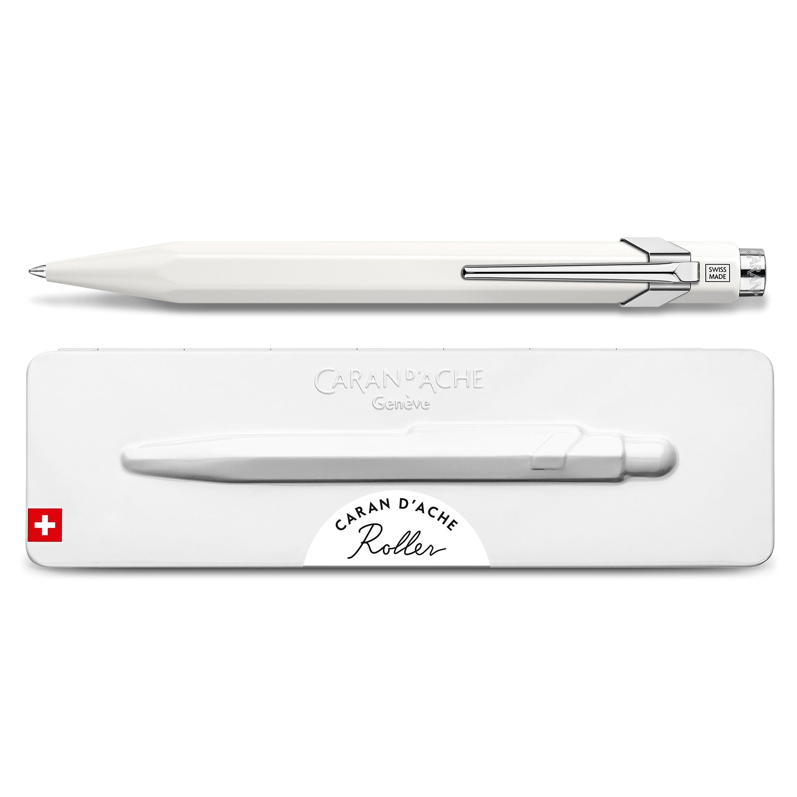 Caran d-Ache Caran d’Ache 849 – Tintenroller, 0,7 mm, Schwarz, Druckmechanik, Aluminium, Weiss