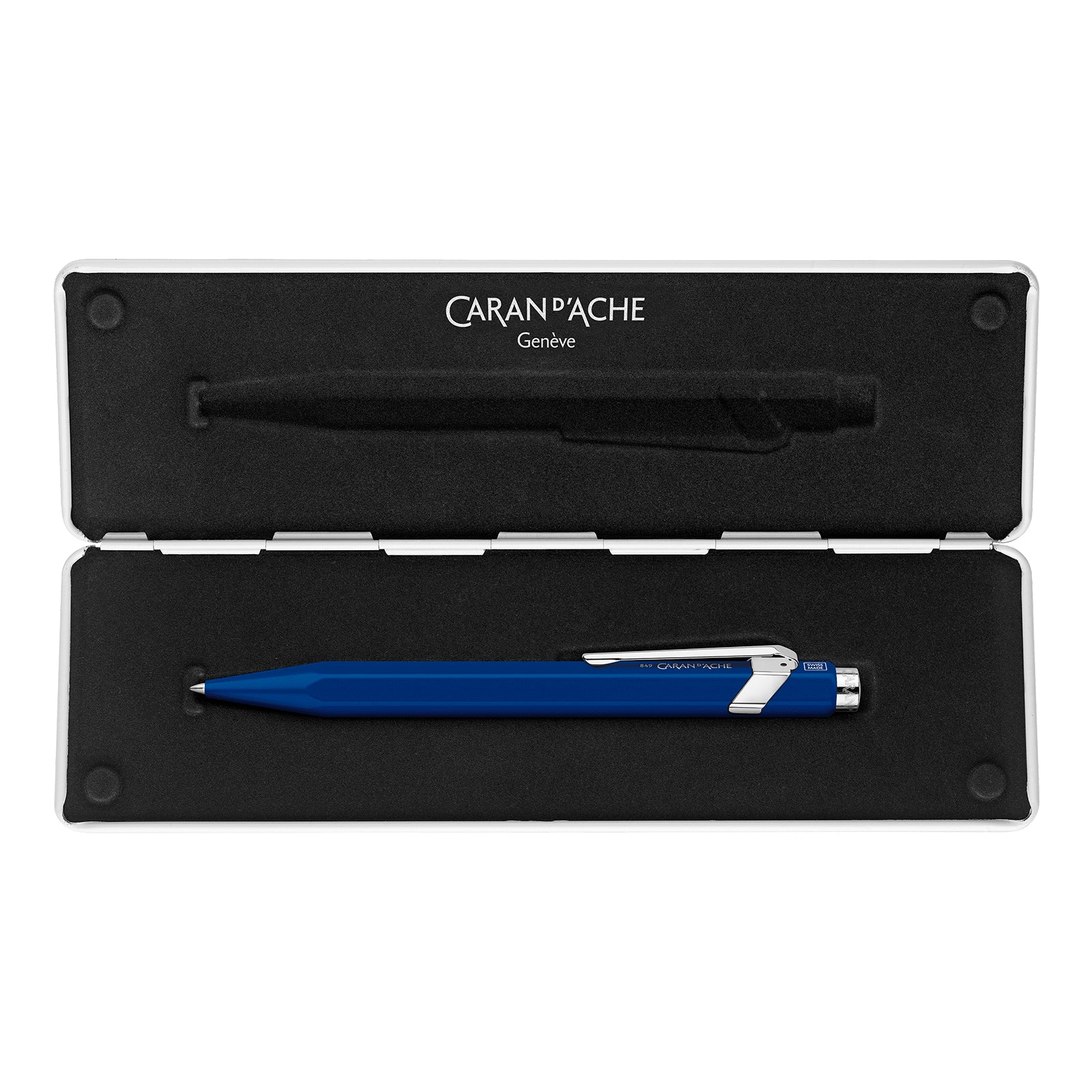 Caran d-Ache Caran d’Ache 849 – Tintenroller, 0,7 mm, Schwarz, Druckmechanik, Aluminium, Blau