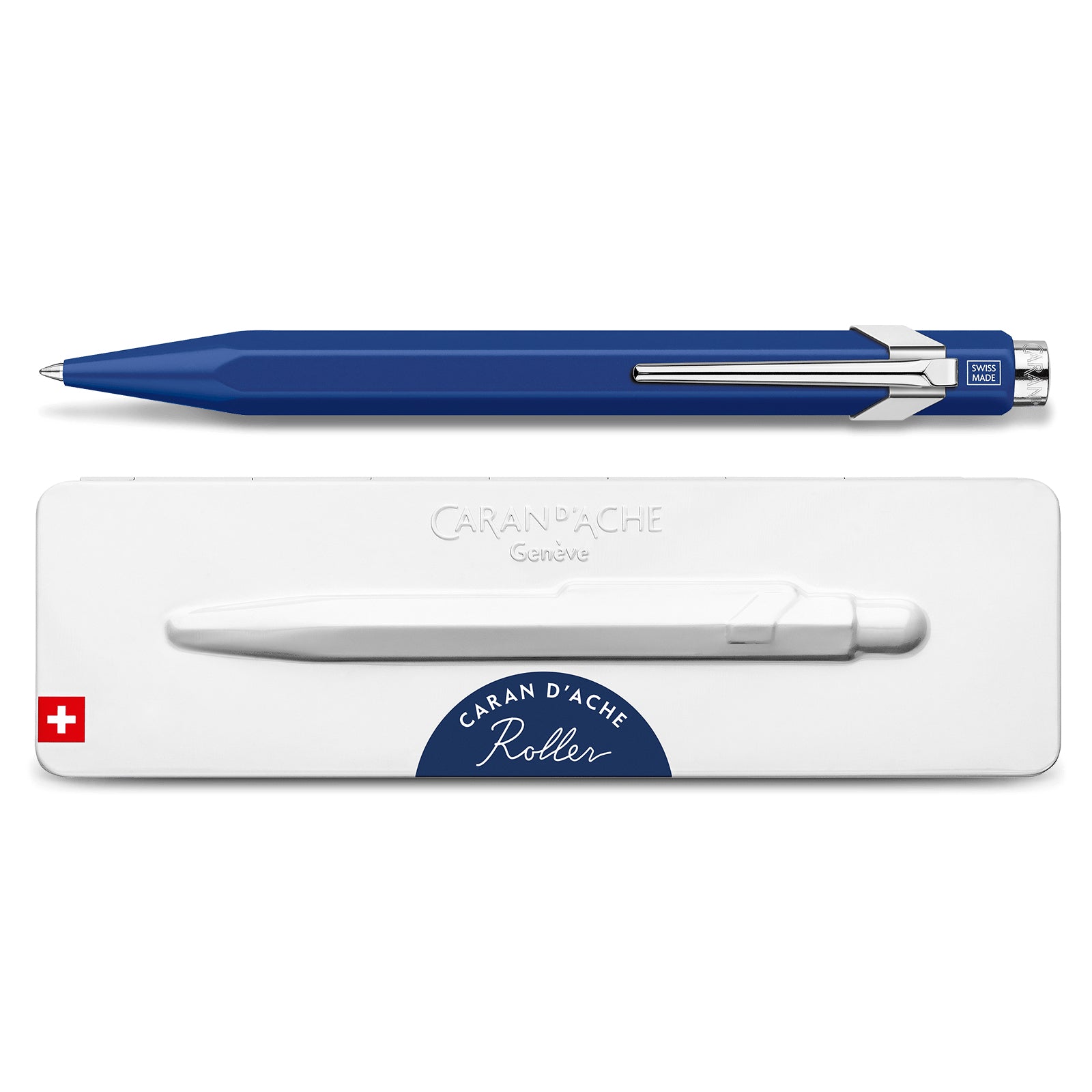 Caran d-Ache Caran d’Ache 849 – Tintenroller, 0,7 mm, Schwarz, Druckmechanik, Aluminium, Blau