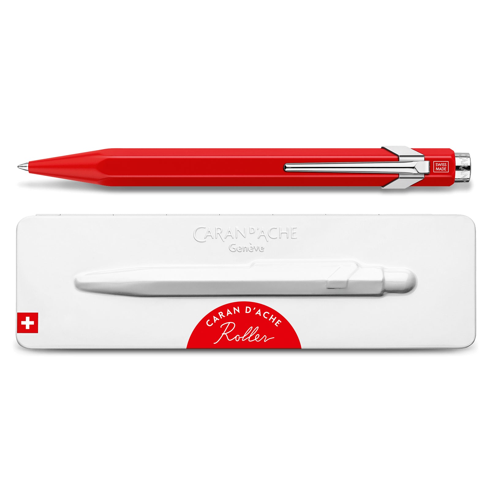 Caran d-Ache Caran d’Ache 849 – Tintenroller, 0,7 mm, schwarz, Druckmechanik, Aluminium, rot