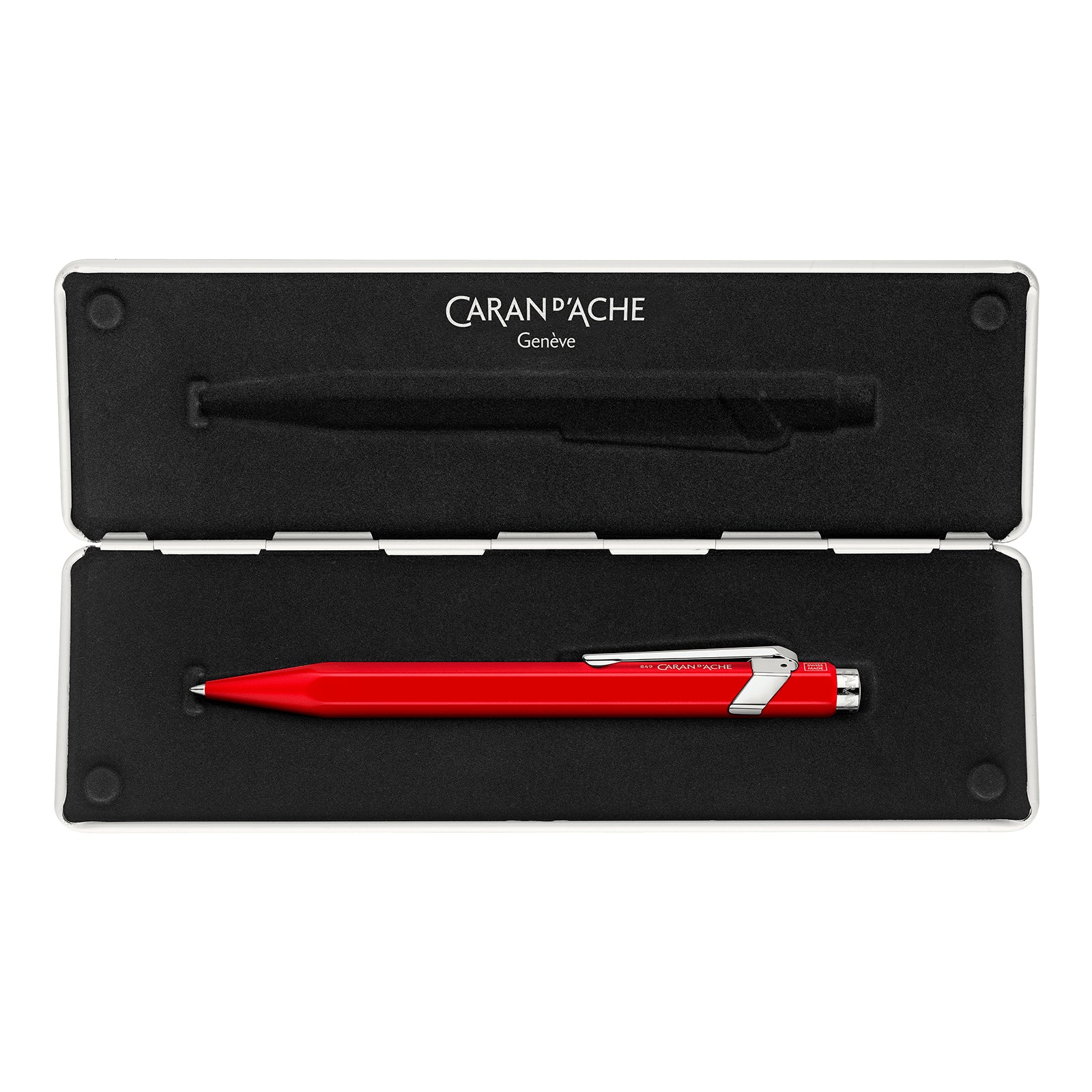Caran d-Ache Caran d’Ache 849 – Tintenroller, 0,7 mm, schwarz, Druckmechanik, Aluminium, rot