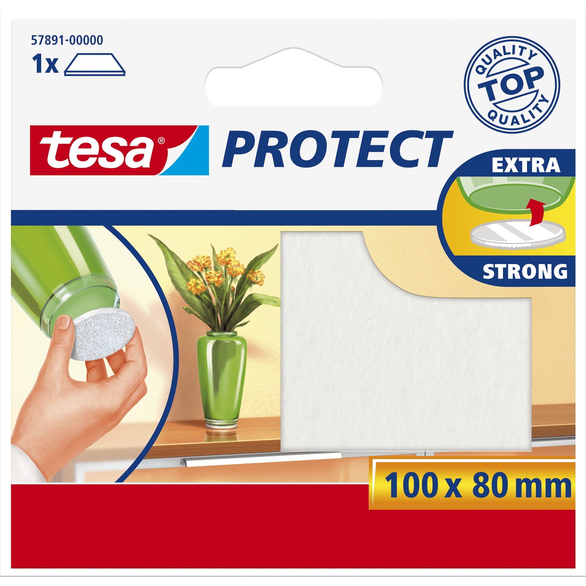 TESA Protect Filzgleiter 100 × 80 mm – weiss – selbstklebend, zuschneidbar
