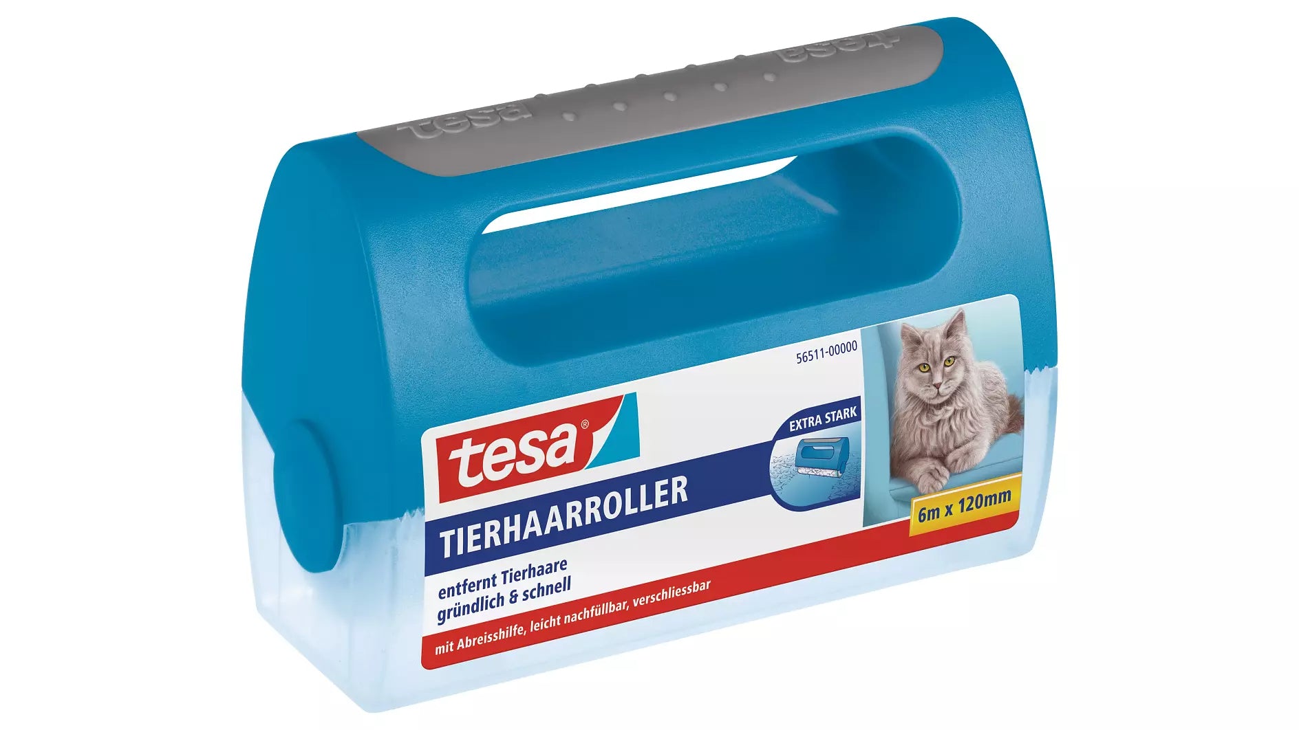 TESA Roller 56511-00000-07 – 12,0 cm – Kunststoff, transparent, 1 Stk.