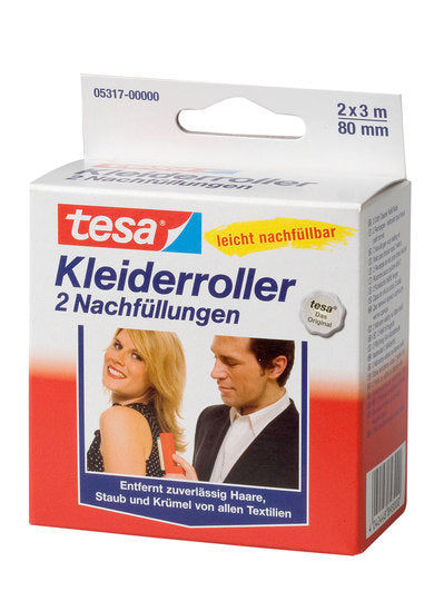 TESA Nachfüllrolle Kleiderroller – 2 Stk. – 8,0 cm – Kunststoff – mehrfarbig