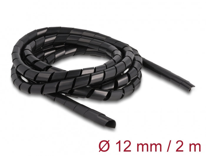 DeLOCK Kabelschlauch, Ø 12 mm × 2 m, wiederverwendbar – schwarz