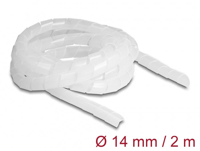 DeLOCK Kabelschlauch, Ø 14 mm, 2 m, Polyethylen (PE), zuschneidbar – transparent