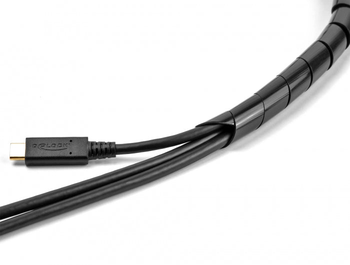 DeLOCK Kabelschlauch, Ø 14 mm, 2 m, zuschneidbar – schwarz